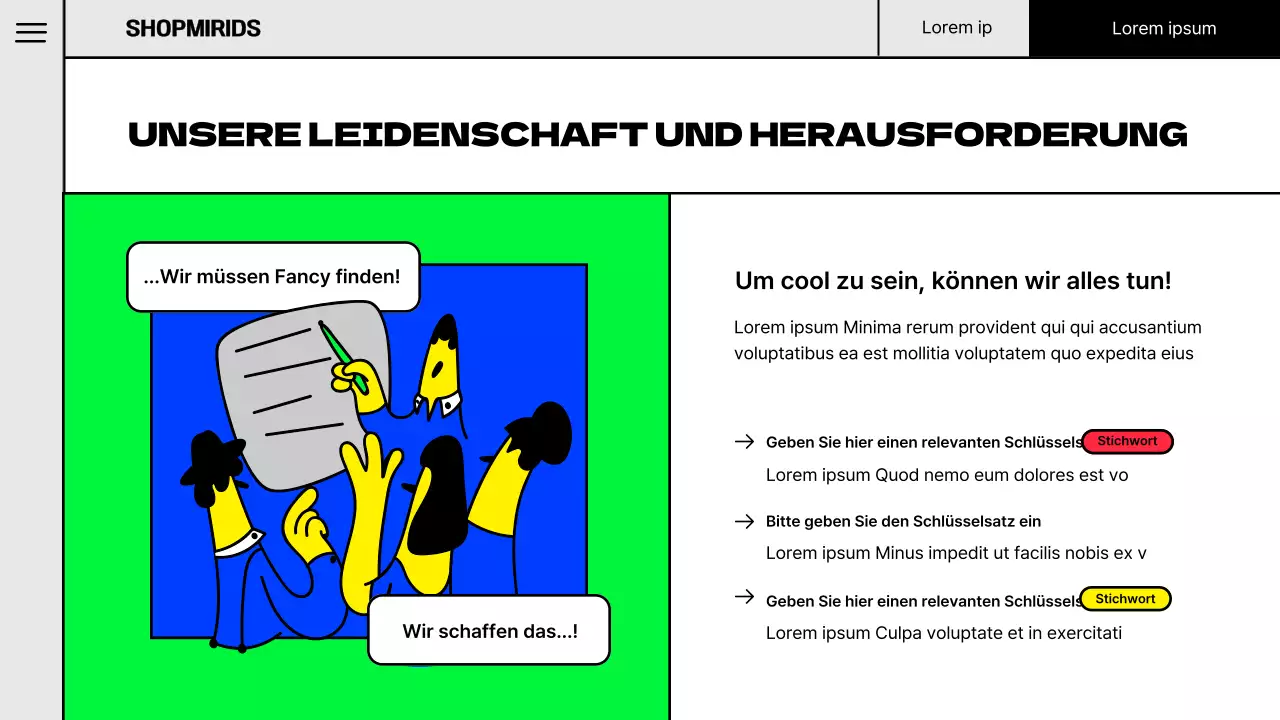 Pop-Illustration Konzept Marke Portfolio in fluoreszierenden Farben