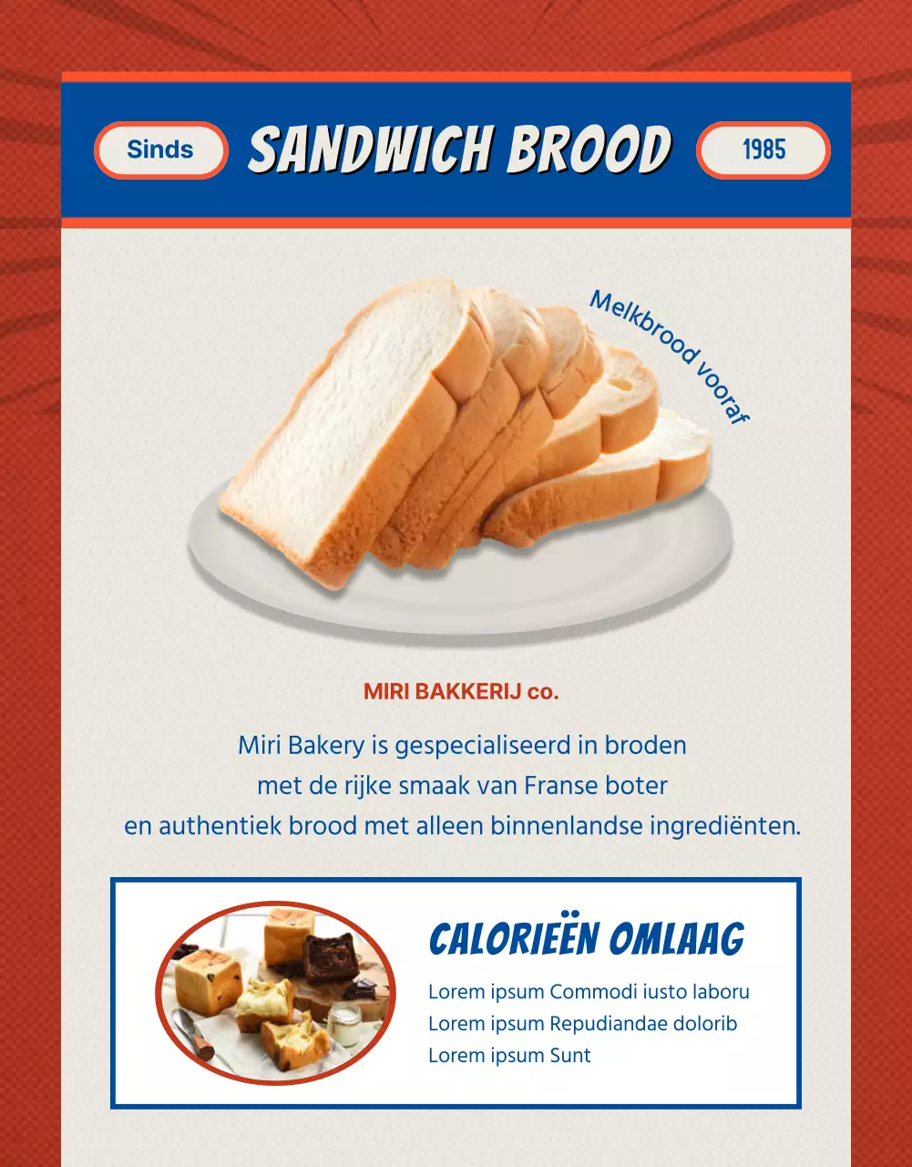 Introductie van rood en blauw vintage brood