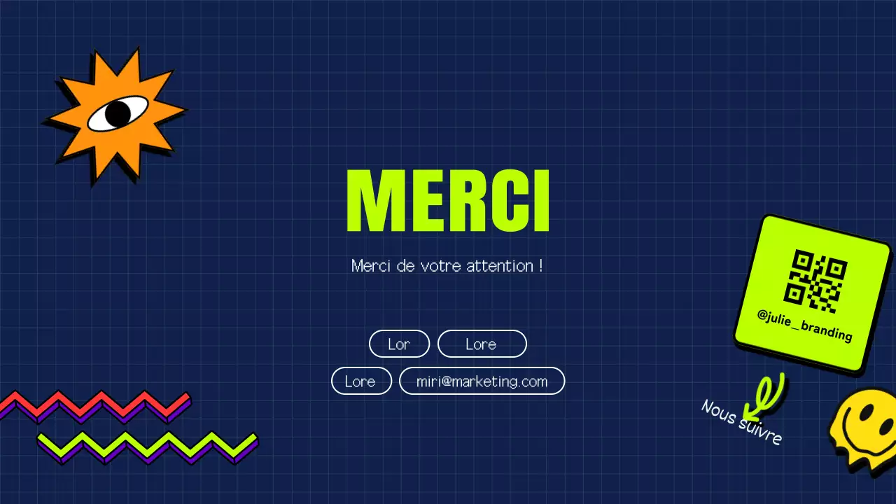 Un thème rétro pour les médias sociaux, avec des couleurs bleu marine et néon.