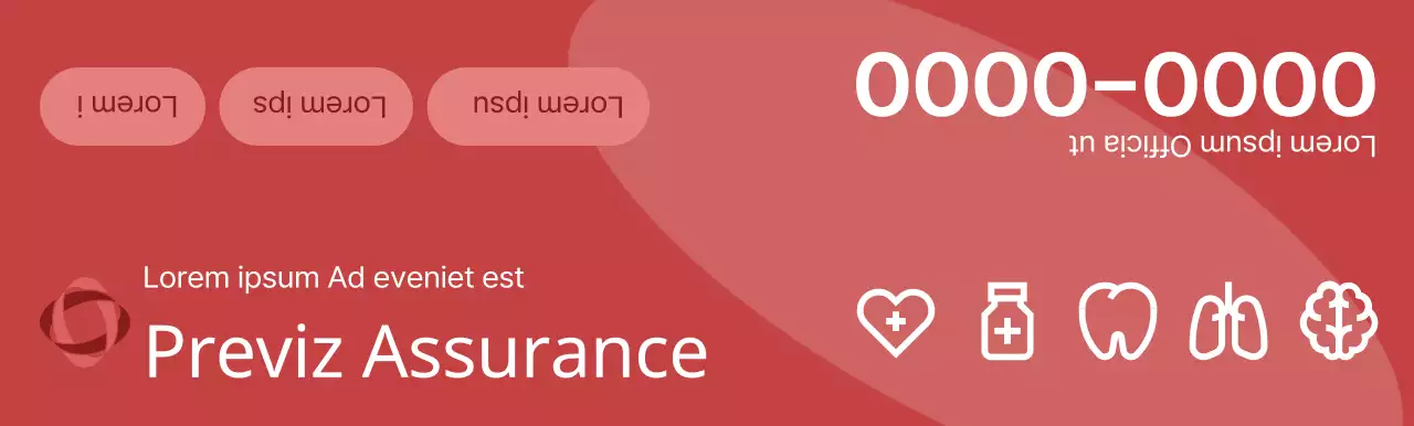 Document promotionnel d'une compagnie d'assurance avec des illustrations 3D aux tons sombres et des icônes de santé.