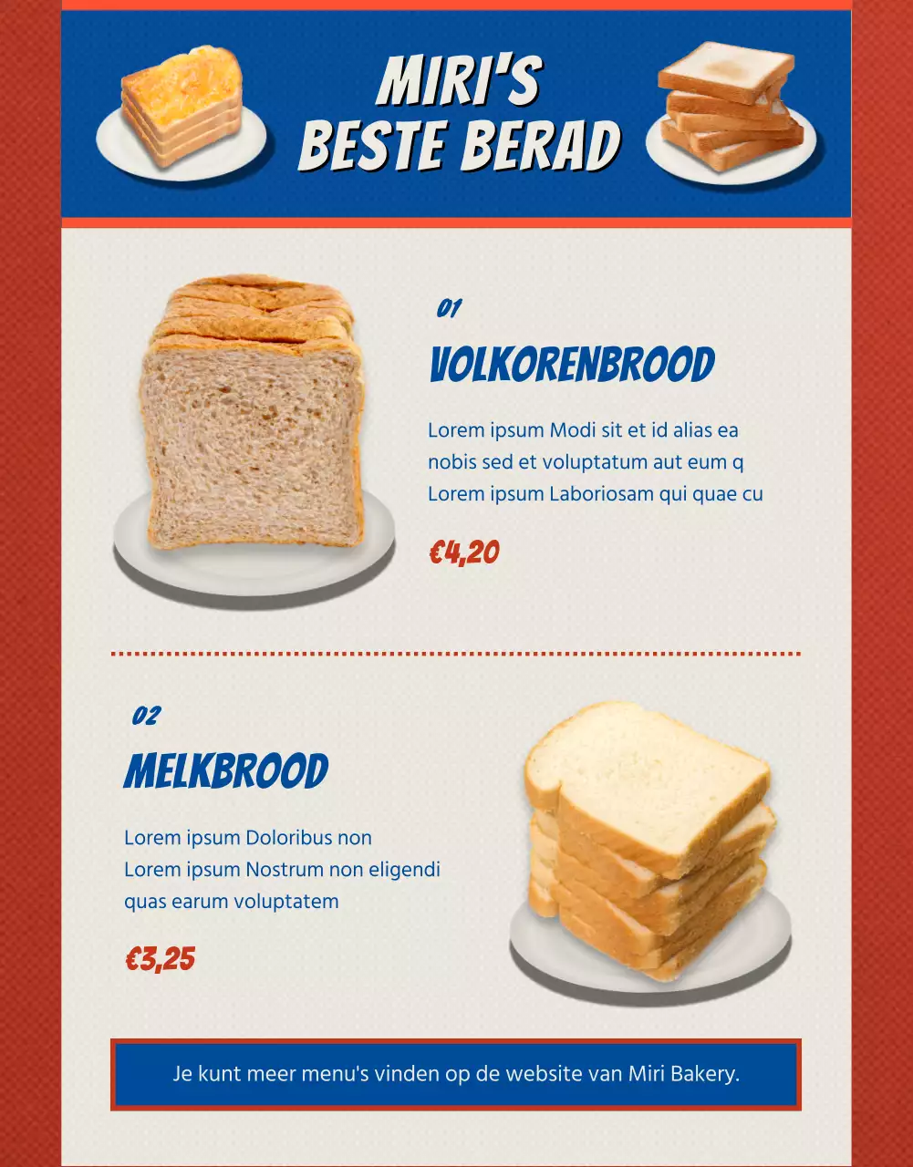 Introductie van rood en blauw vintage brood