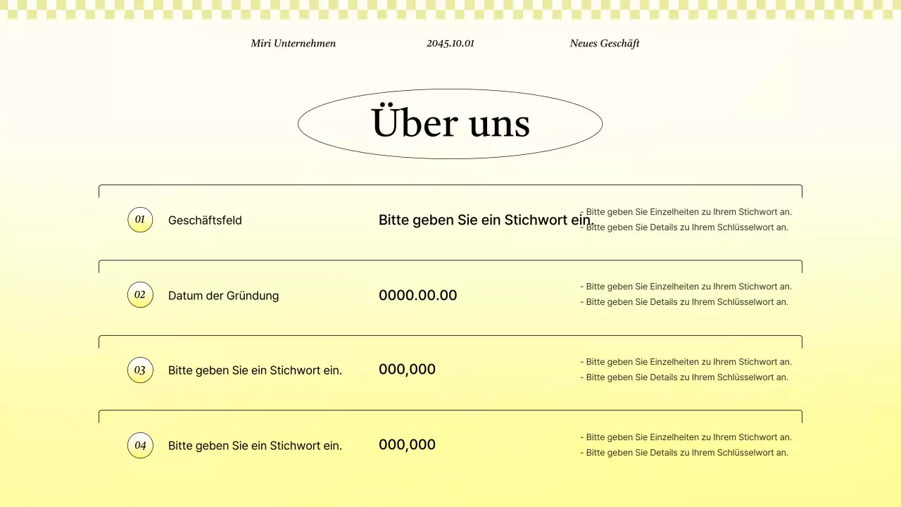 Kitschiger Geschäftsprojektvorschlag in Gelb