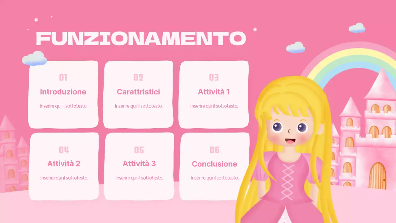 Lezione di recitazione di una simpatica principessa rosa