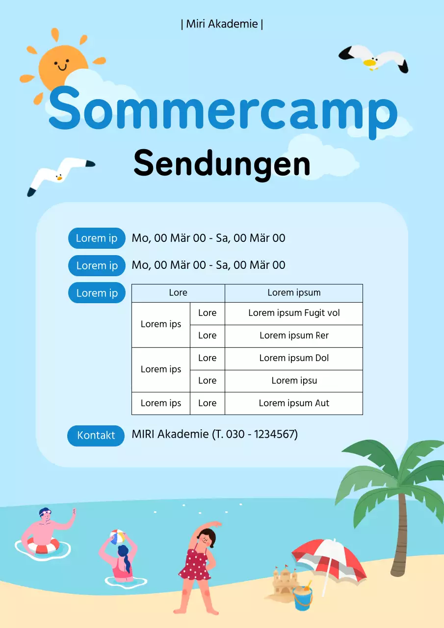 Ein Leitfaden für das Sommercamp der Schule mit Meereskulisse