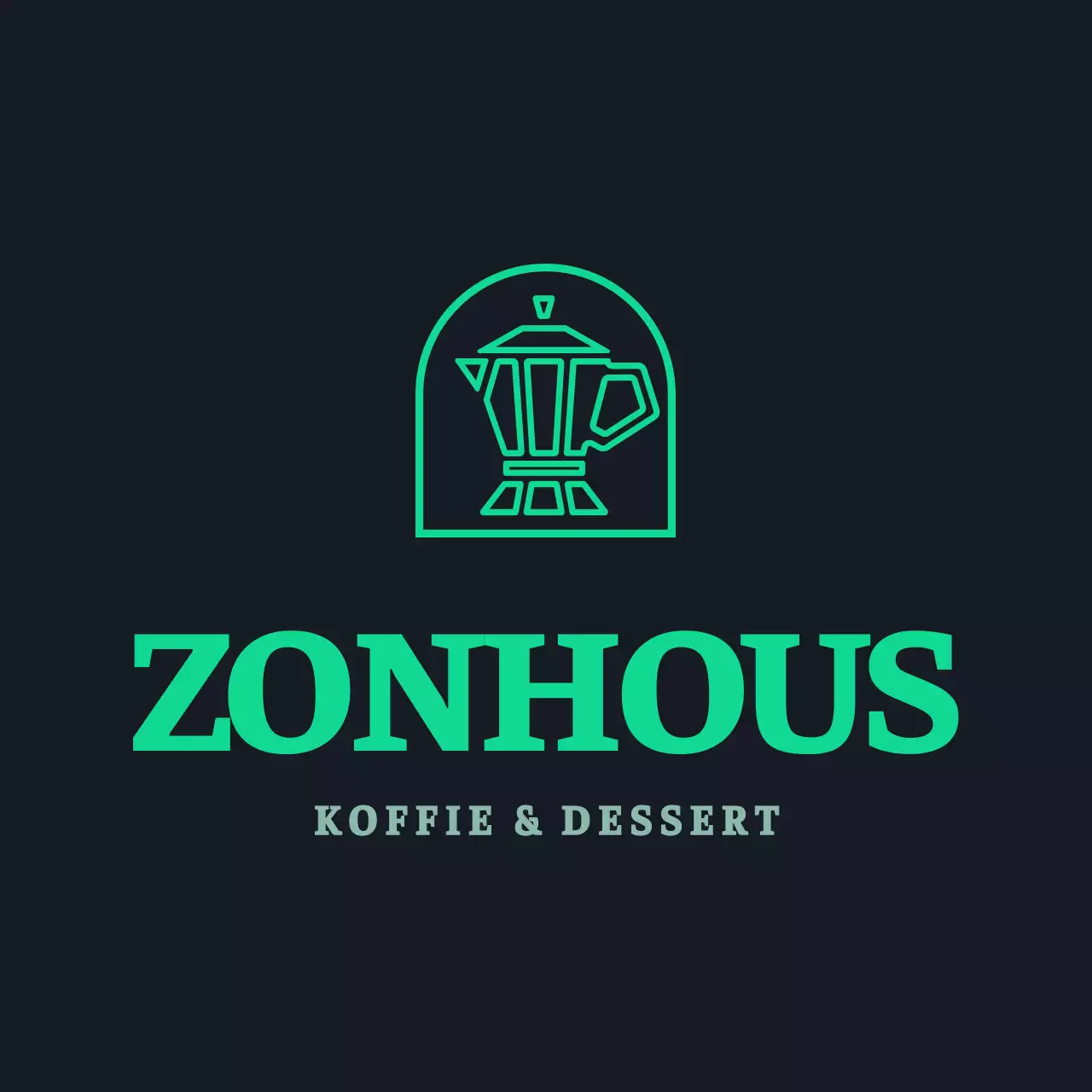 Groen en wit eenvoudig modern koffiepot symbool logo stijl voor cafe personeel