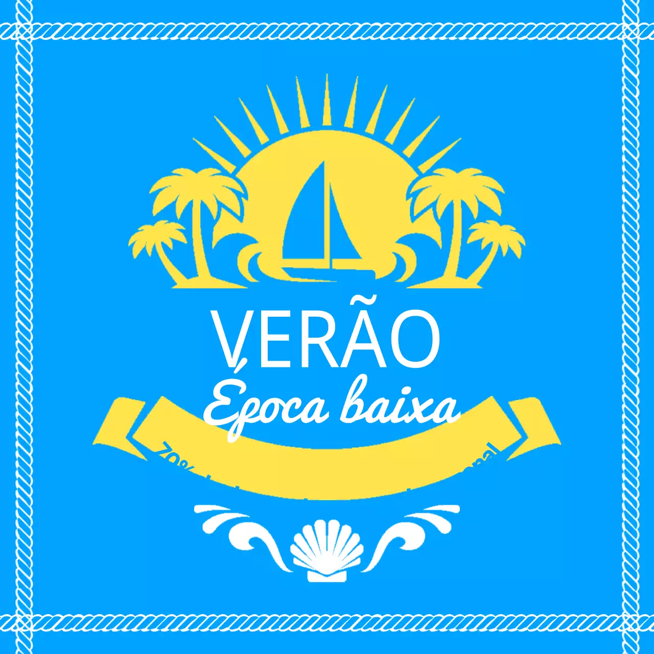 Uma promoção de saldos com um toque azul claro e fresco