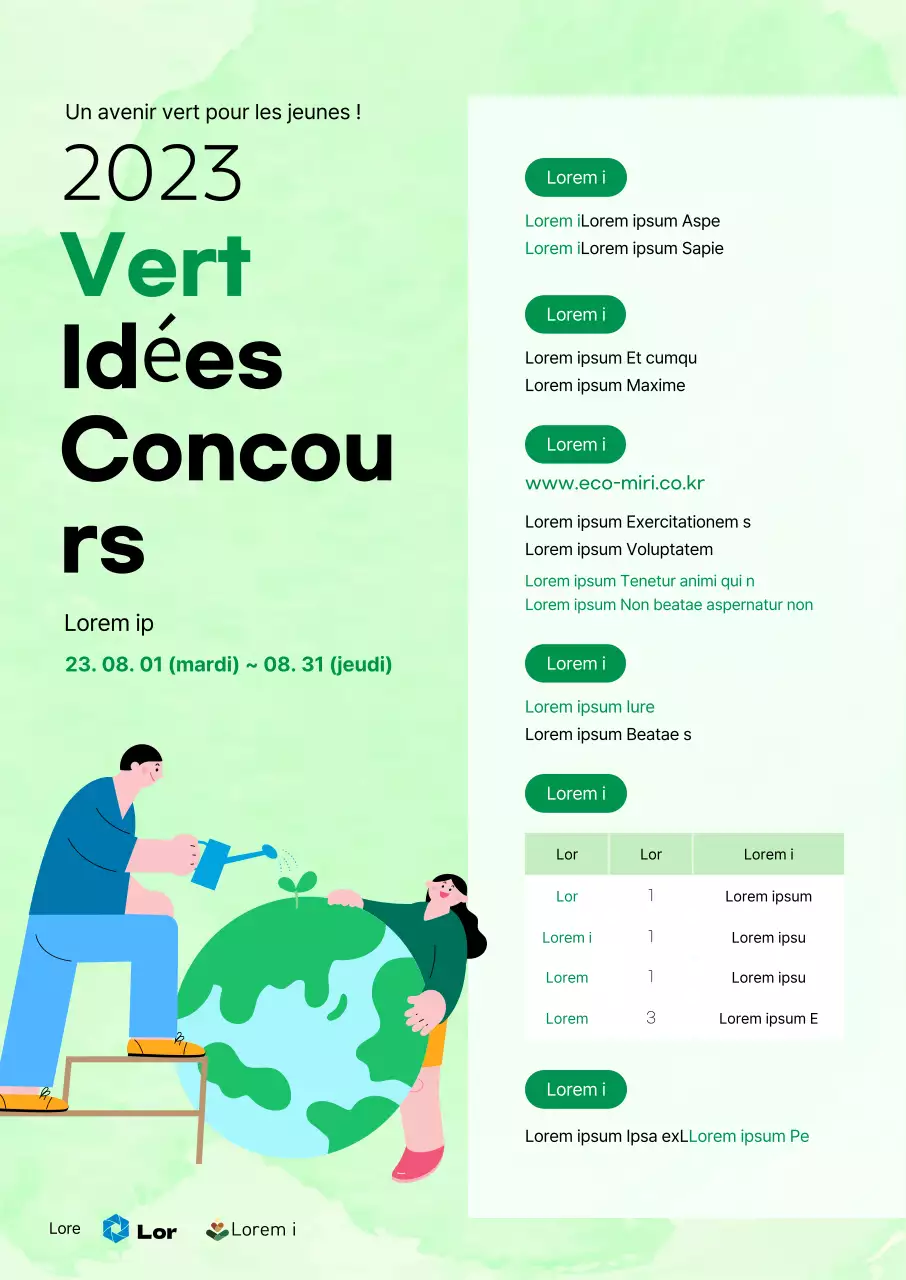 Recruter des activités avec des illustrations environnementales sur fond vert clair