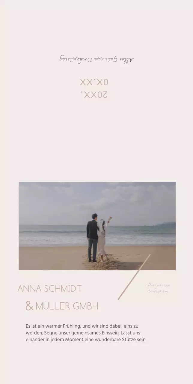 Hochzeitseinladung mit beigem Hintergrund