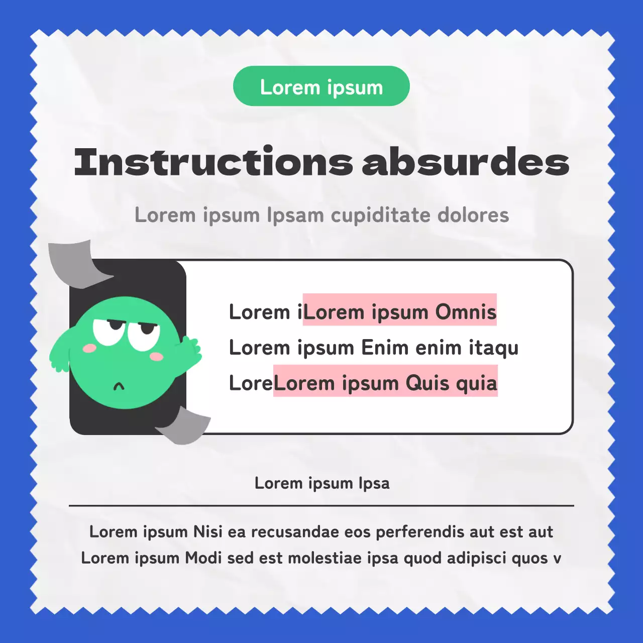 Des illustrations bleues et vertes très amusantes présentent le vrai type de collègue.