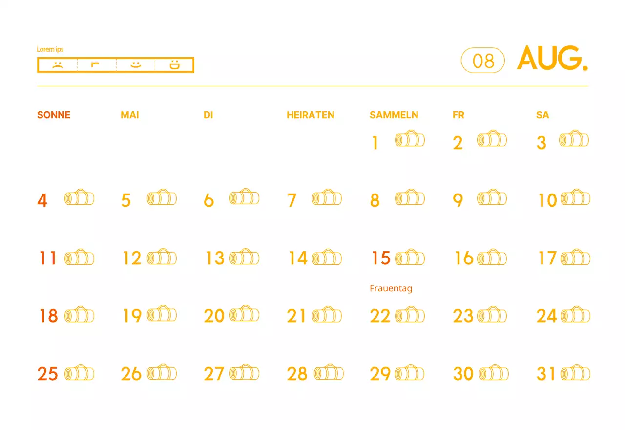 Orangefarbene Kalender zum Verschenken bei der Werbung für Ihr Yogastudio