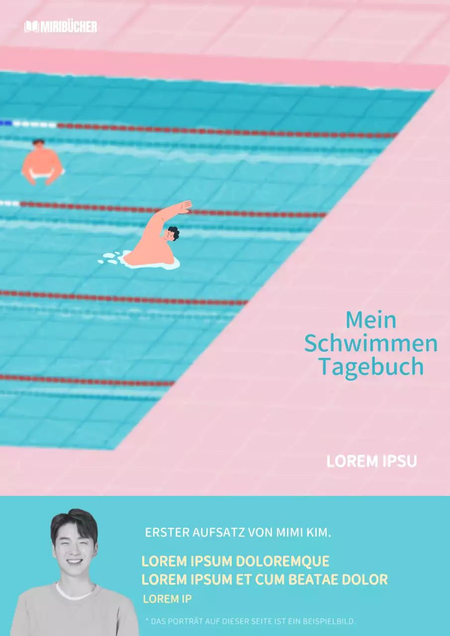 Rosa Hellblau Niedlich Schwimmen Illustration Schwimmen Tagebuch