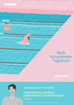 Rosa Hellblau Niedlich Schwimmen Illustration Schwimmen Tagebuch