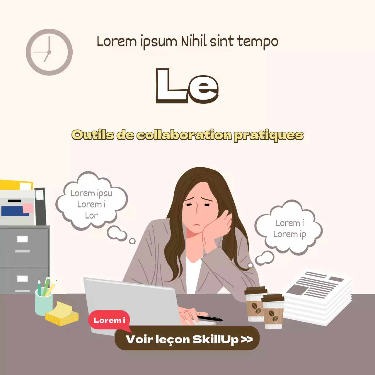 Illustrations en beige pour promouvoir les leçons de vie sur le lieu de travail