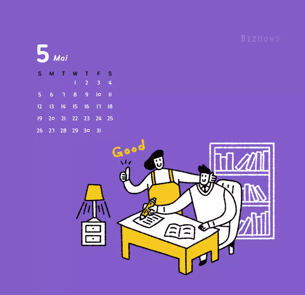 Neujahrskalender mit niedlichen Illustrationen