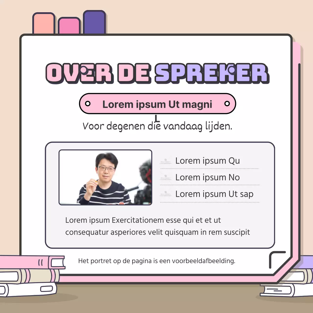 Een leuk concept voor een lezing over geesteswetenschappen met roze-paarse accenten