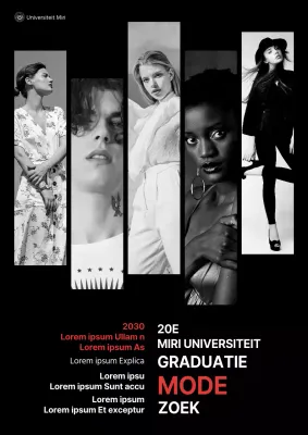 Zwart-wit afstudeertentoonstelling afdeling modern modeontwerp