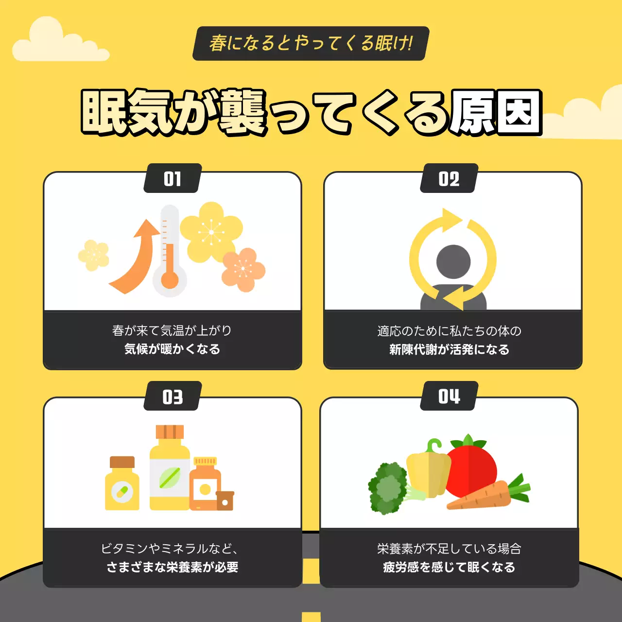 黄色 ポップ 安全運転 ポスター Instagram カルーセル