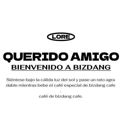 Estilo sencillo, moderno y con mucho texto en blanco y negro para promociones y productos de cafeterías.