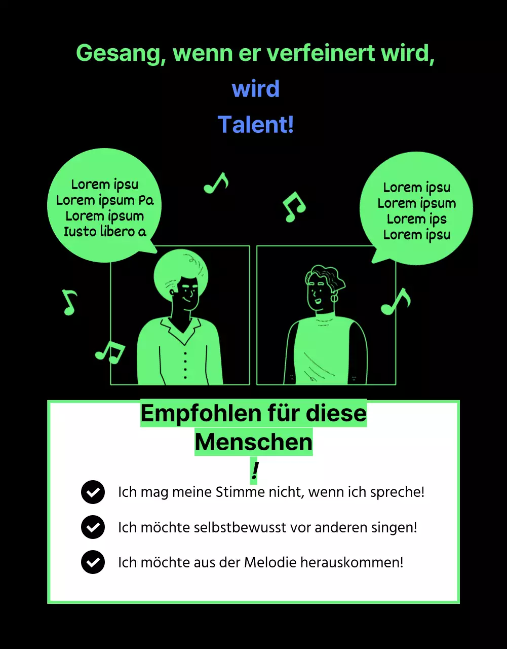 Wunderschöne Gesangsstunde mit Chartreuse-Akzenten