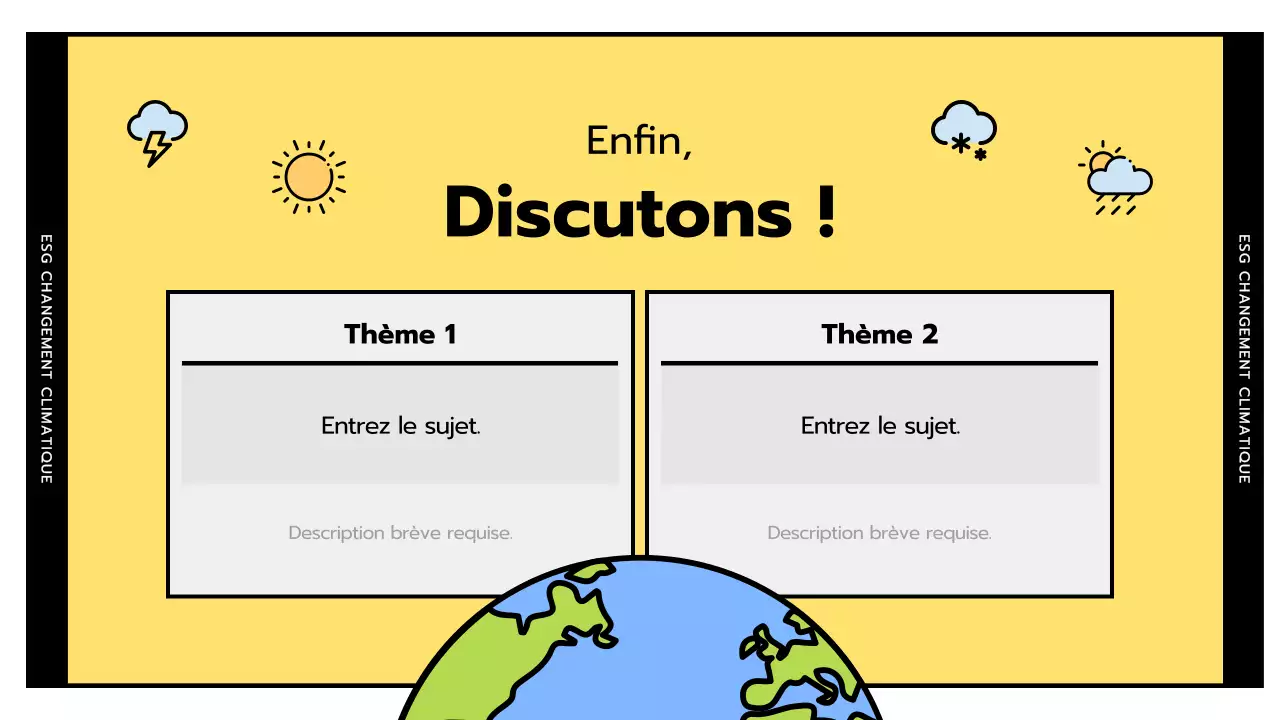 L'ESG simple et le changement climatique en jaune et noir