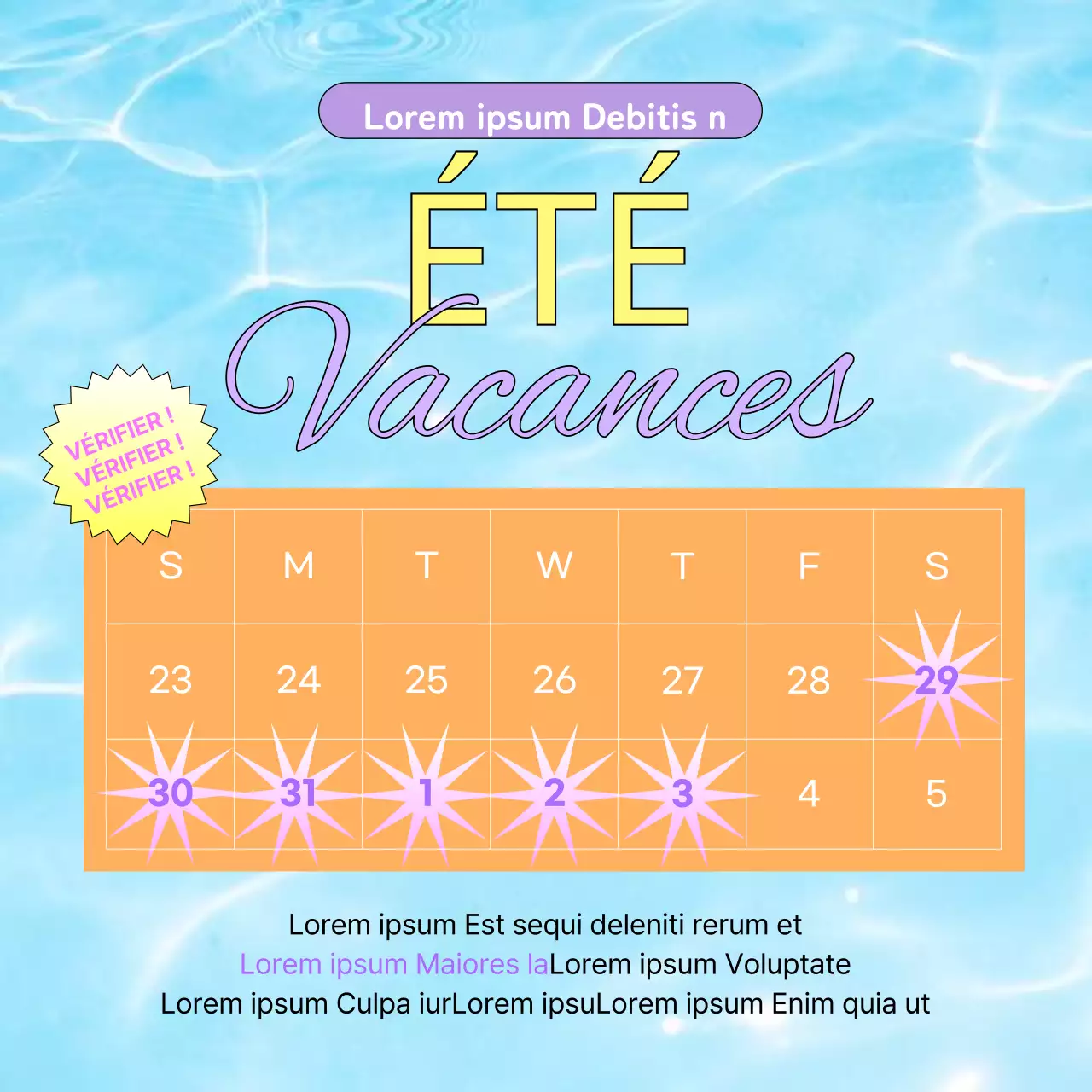 Annonces de calendrier kitsch en orange et bleu clair