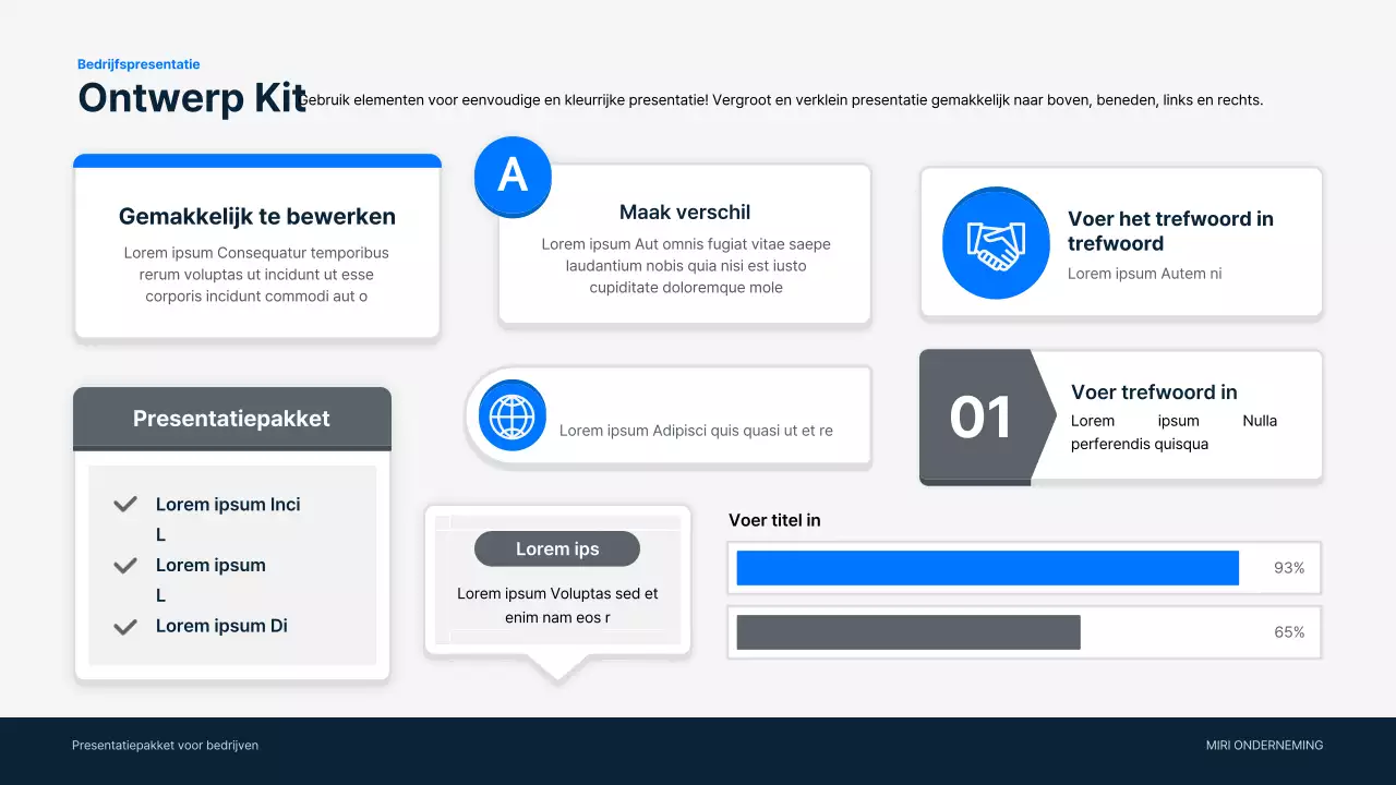 Eenvoudig zakelijk materiaal in blauw en grijs