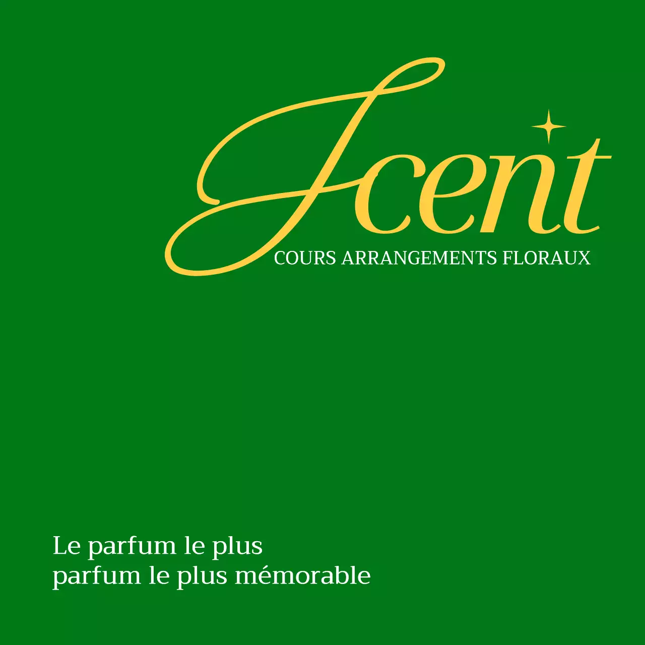 Texte simple en vert et jaune pour promouvoir un magasin de fleurs