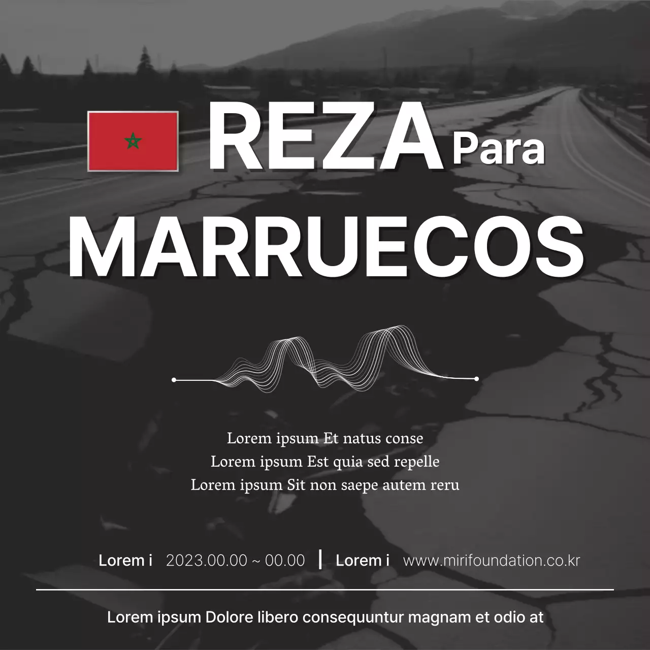 Promover el apoyo a la recuperación tras el terremoto con modernidad en blanco y negro y gris