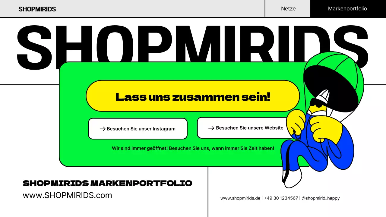 Pop-Illustration Konzept Marke Portfolio in fluoreszierenden Farben