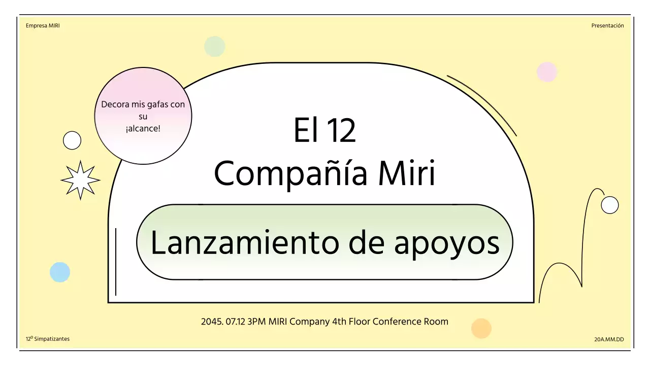 Ceremonia de presentación de los apoyos con formas de sol en colores pastel