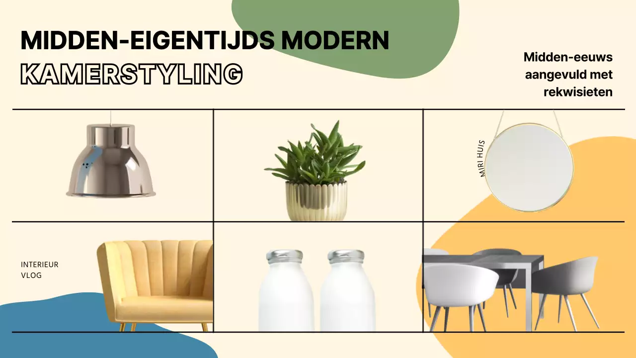Levendig gekleurde midcentury moderne kamer tour YouTube thumbnail