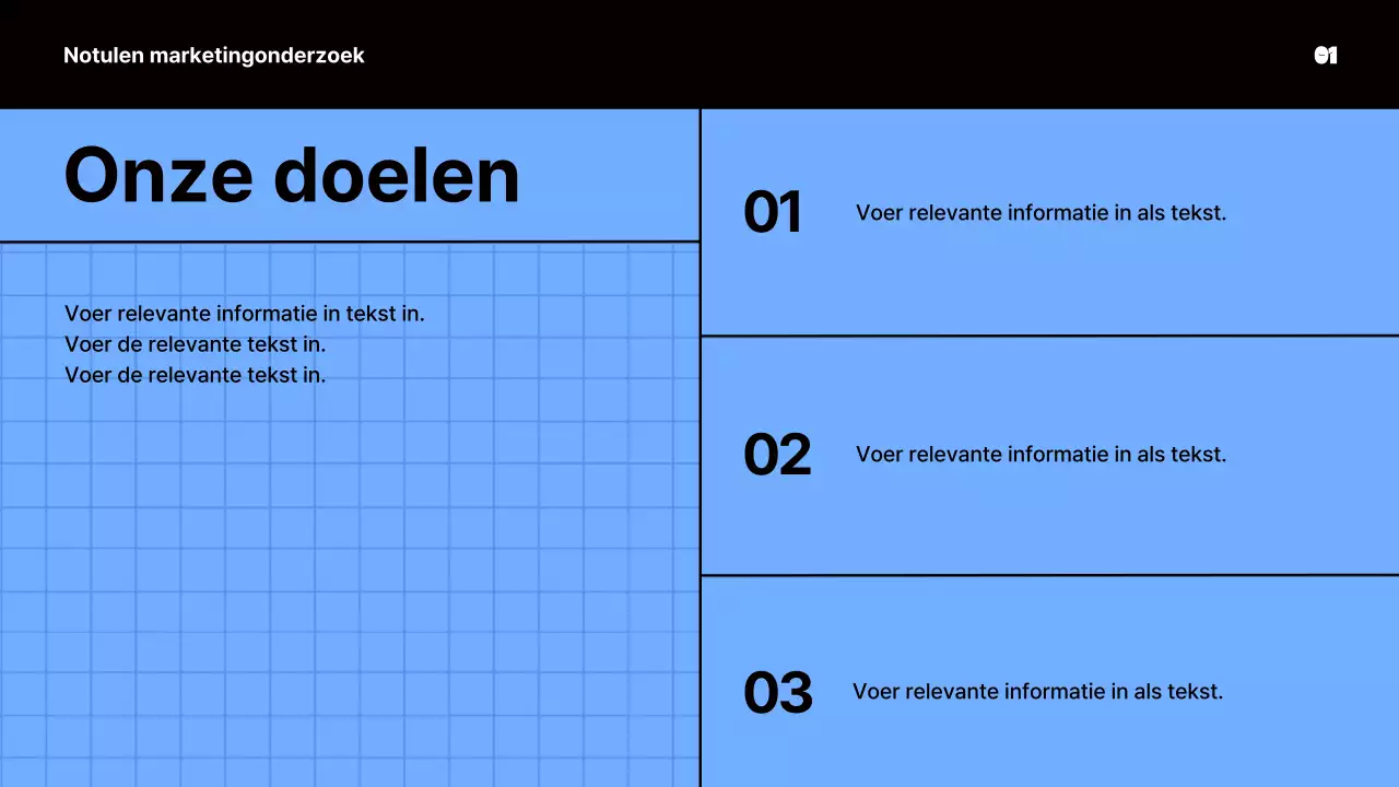 Marketingstudiepresentatie met blauw notitieblokconcept