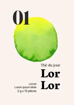 Illustration abstraite d'une étiquette de sachet de thé vert