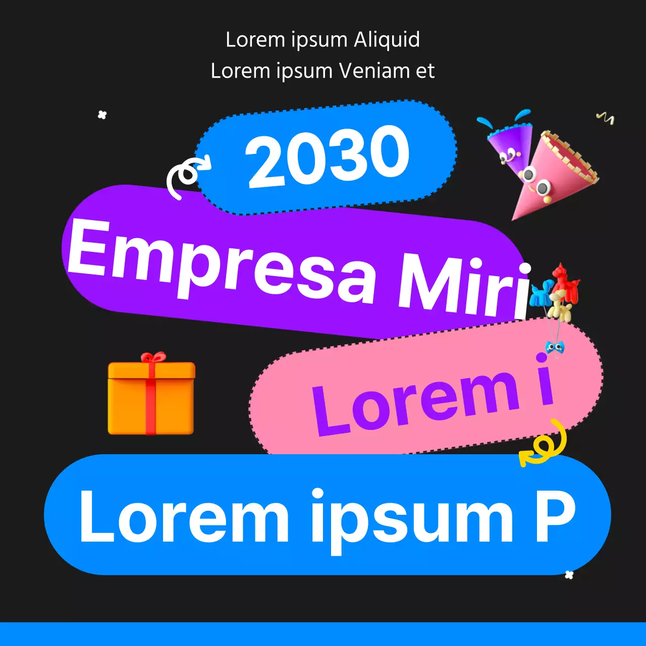 Promover la apertura de un centro comercial kitsch de asistencia social en negro y azul