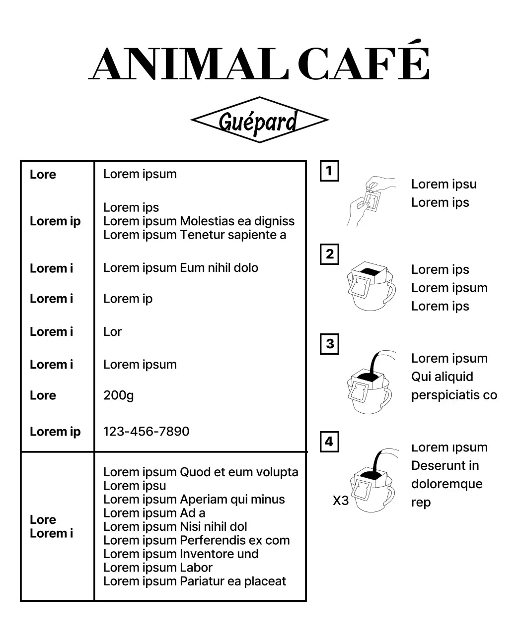 Design simple avec l'illustration d'un animal courant en noir