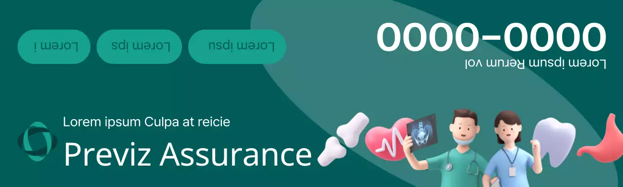 Document promotionnel d'une compagnie d'assurance avec des illustrations 3D aux tons sombres et des icônes de santé.