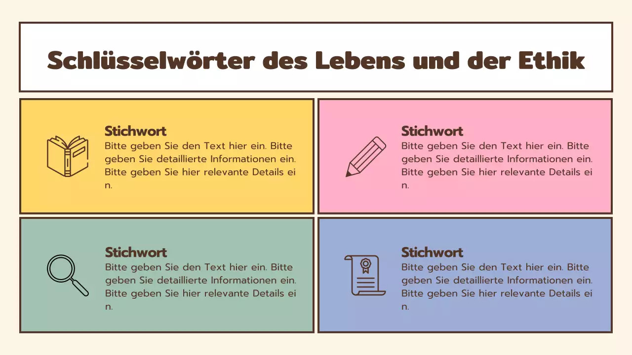 Niedlicher Lebens- und Ethikunterricht in Braun- und Pastelltönen