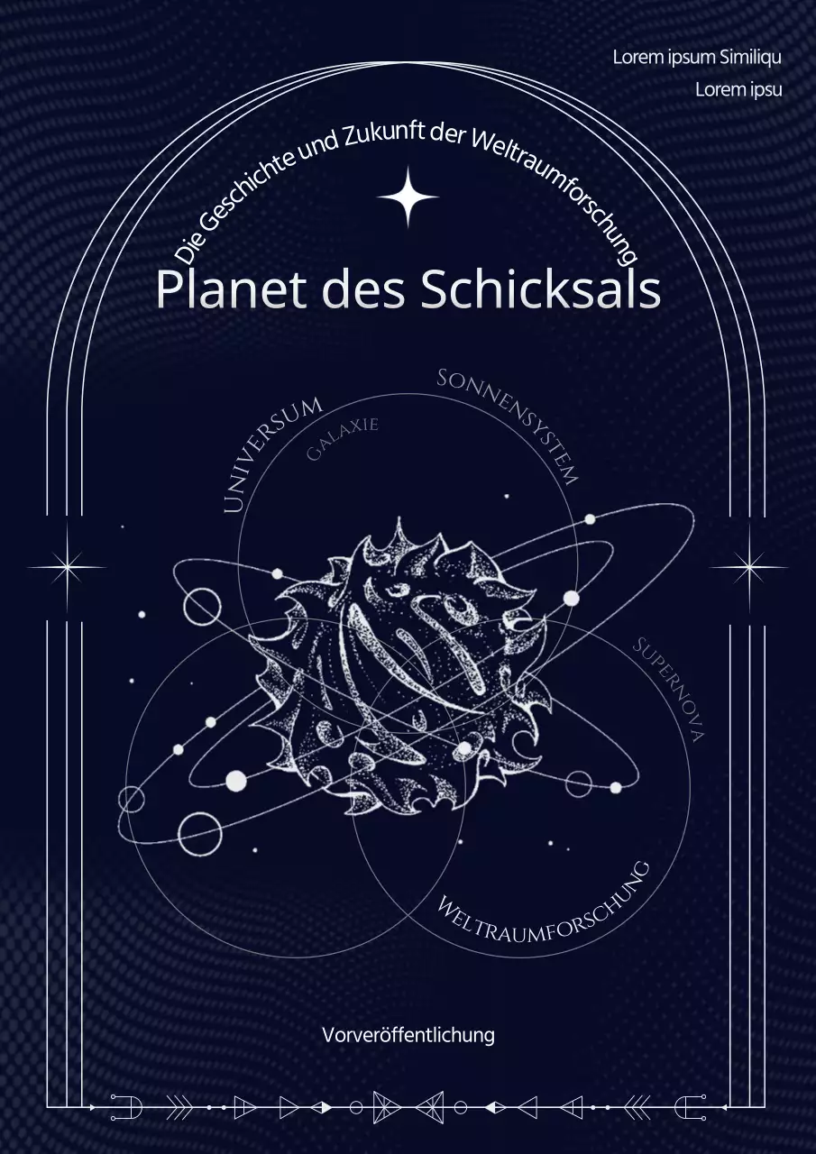 Marineblaue weiße Linie Illustration Raumfahrt Thema