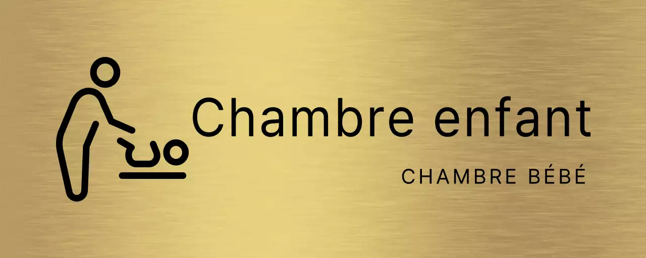 Signalétique simple avec le nom et l'icône de la chambre des tout-petits en noir