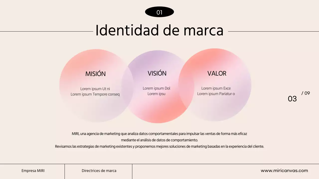 Una pauta de marca sencilla con colores marfil y naranja