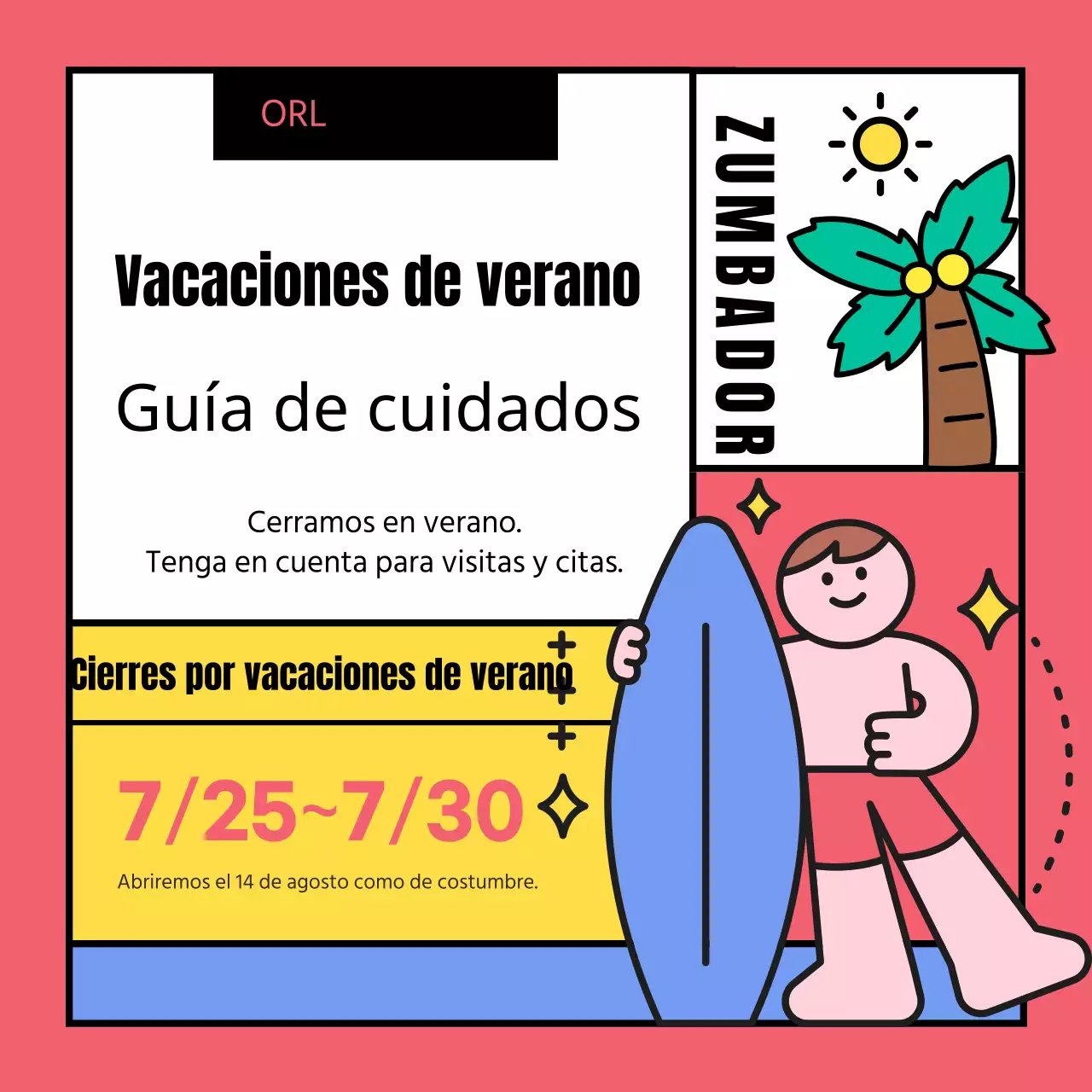 Ilustraciones kitsch en rosa y negro para guiarte en tus vacaciones de verano