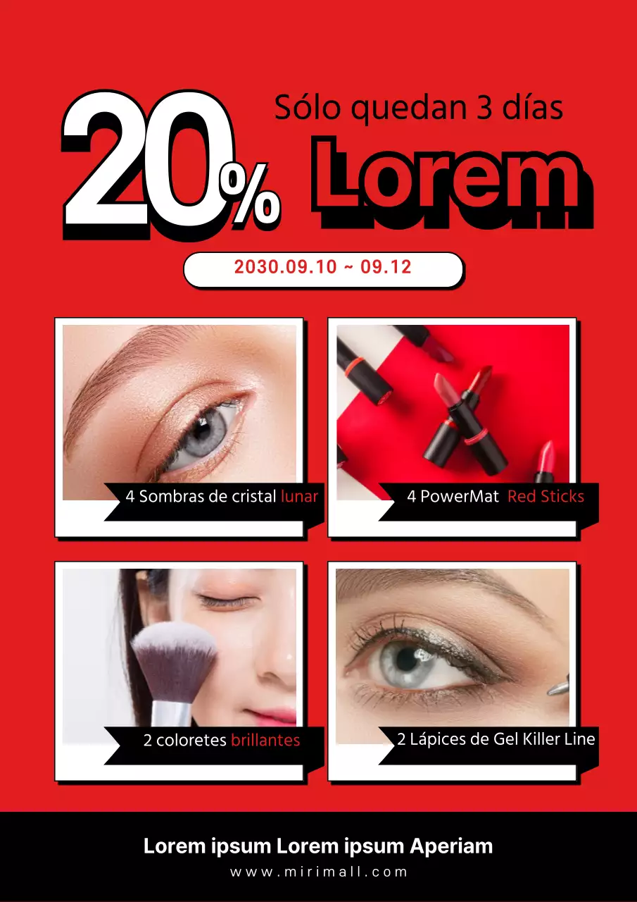 Promocione un evento de descuento en la compra conjunta con fotos de productos en rojo