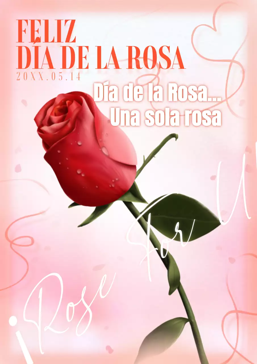 Material promocional del Día de la Rosa en el que destaca una única flor rosa