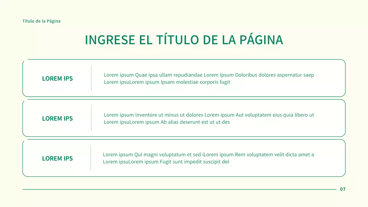 Presentación sencilla de un proyecto empresarial con puntos circulares verdes