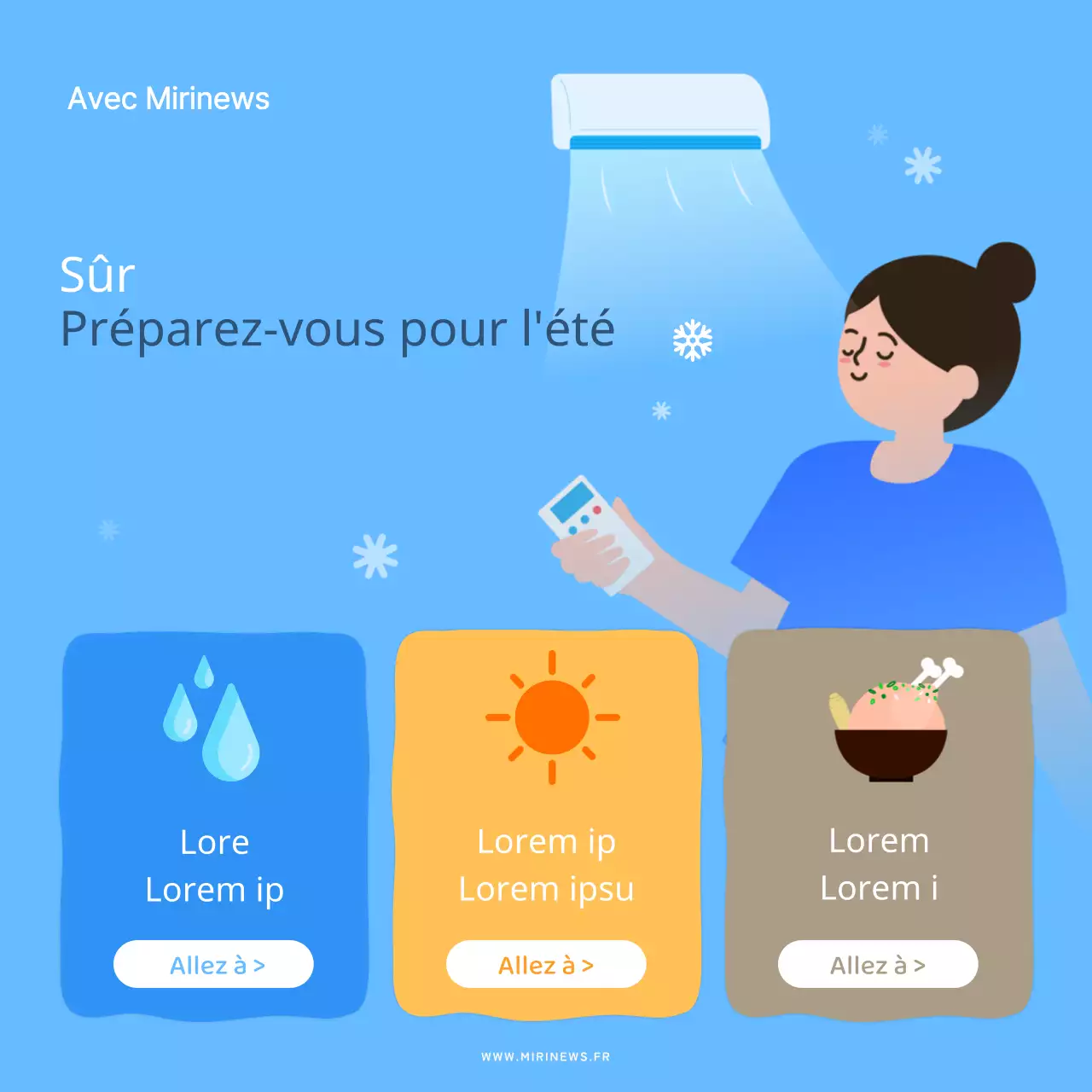 Illustration bleu clair Comment éviter d'être malade en été