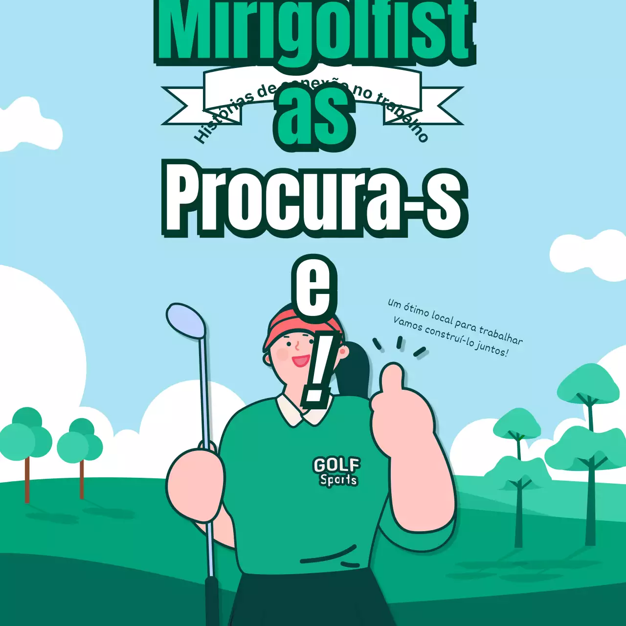 Taco de golfe de empresa com fundo verde CardNews