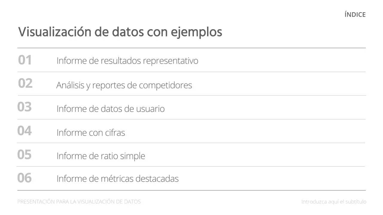 Informes minimalistas de análisis de datos con fondo blanco