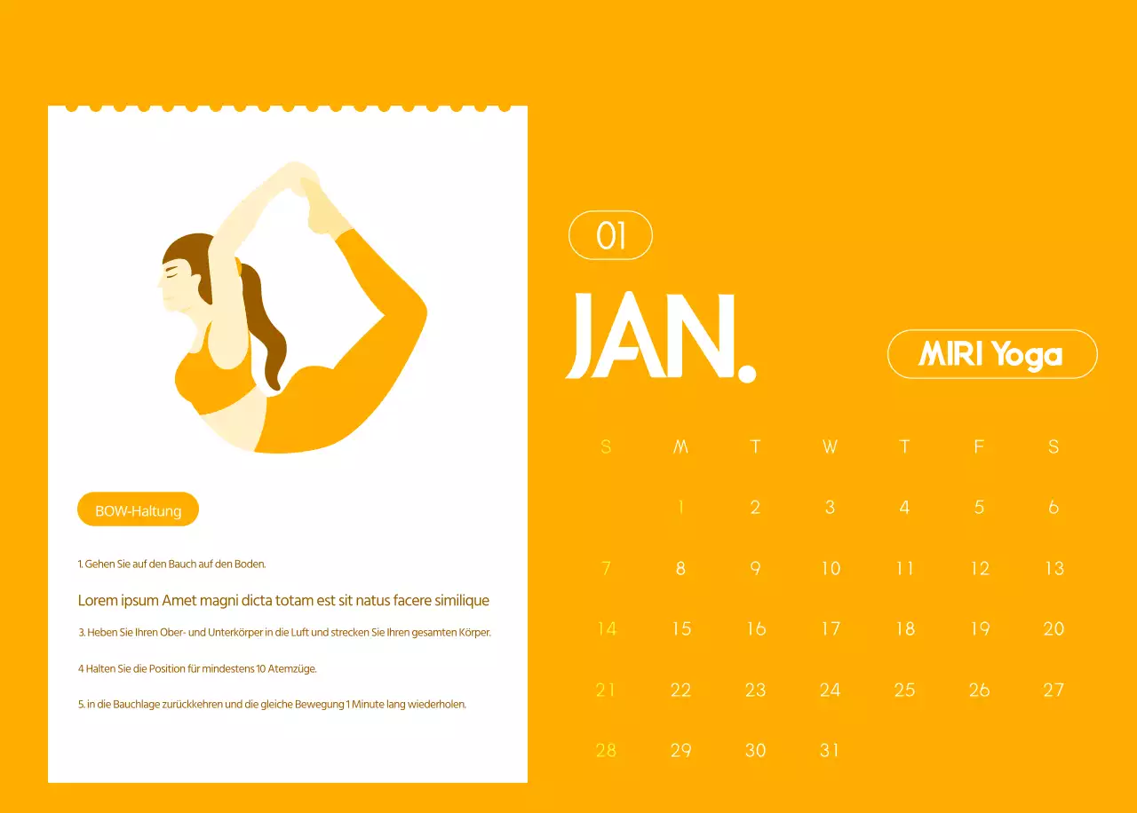 Orangefarbene Kalender zum Verschenken bei der Werbung für Ihr Yogastudio