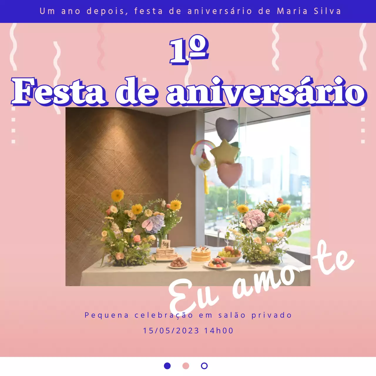 Um quarto de festa de chá de bebé colorido com um estilo casual simples em rosa e azul Feed do Instagram
