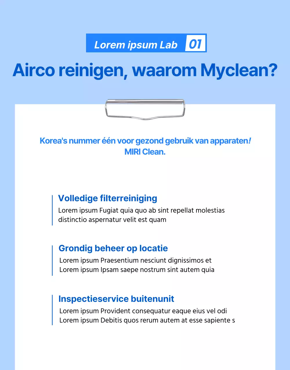 Blauwe, nette en professionele aircoreinigingsdienst (detailpagina)